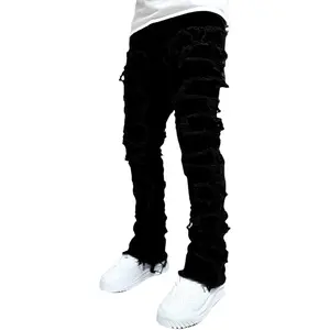 YEOU Men's Stacked Skinny Jeans - Y2K Harajuku Style Ripped Denim Pants with High Waist