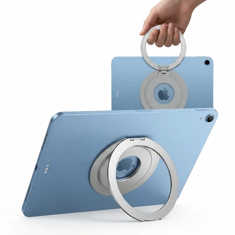 Moiuyrt Foldable Magnetic iPad Ring Stand, Universal Tablet Ring Stand, Adjustable 180° Rotatable Holder, Compatible with iPad Air/Pro/Mini, Hands-Free for Work & Streaming Online Classes & Content Creation Computer Smartphone Folding, Moiuyrt