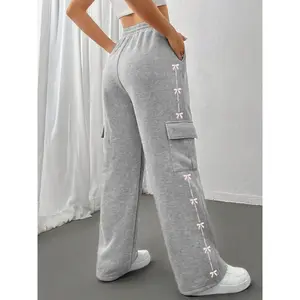 Women's Side Pocket Sweatpants, Cool Streetwear Hip-Hop Schoolgirl Youth Fashion, Casual Trendy Sportswear, Sports Bottoms, Versatile Comfortable Quality