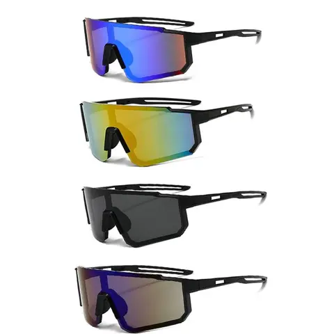 Unisex 4pcs Stylish Polarized Full Rim Sunglasses Set - Double Bridge Lightweight Biker UV400 Shield, Sun Protection, Windproof Fit, Mirror Lenses, Ideal for Cycling, Athletic Use