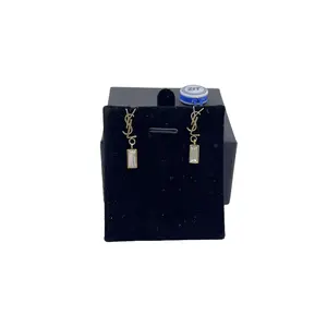 Pre-owned YSL Letter Square Diamond Stud Earrings H5 D0415