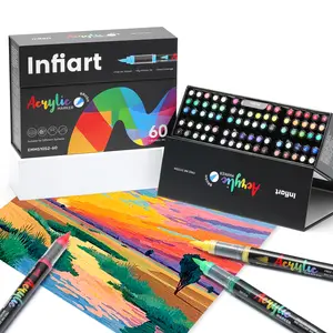 Acrylic Marker Pen Set of 48/60/80/120/168 Colors with Magnetic Case, Art Supplies, Soft Brush Pens for Professional Art, Quick Dry Fade-Proof Ink for Wood, Rock, Egg, and Fabric Painting