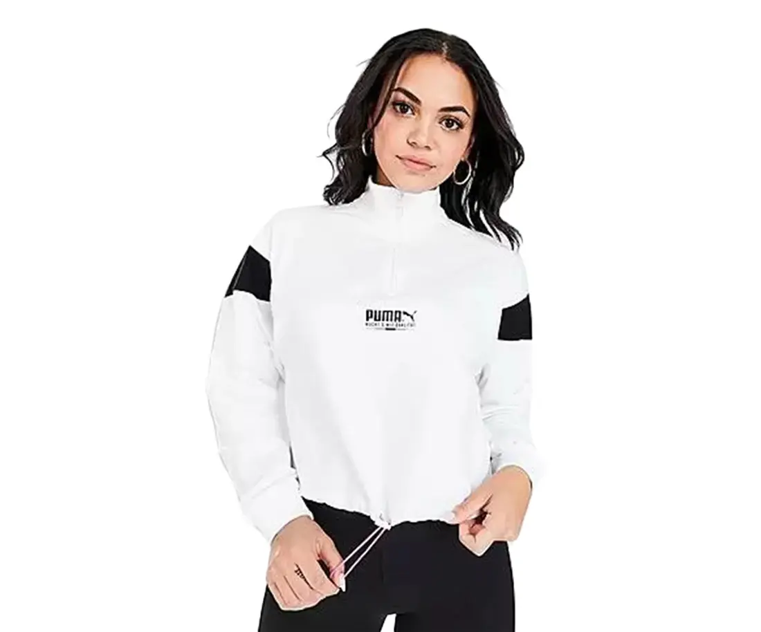 Puma Women's Tailored for Sport Half-Zip Athletic Sweater, Long Sleeve Colorblock Pullover for Outdoor Wear, Womens, Female, M, Regular, Outfits, Medium Size