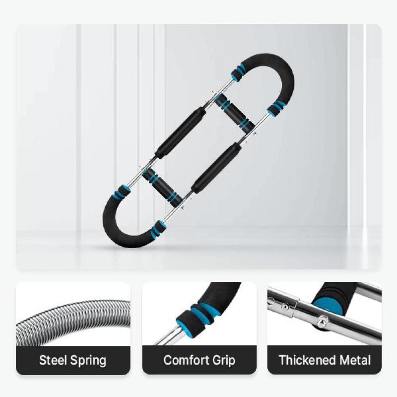 Multi-purpose arm/chest trainer 90–120 lbs of adjustable resistance Detachable for easy portability Suitable for both men and women