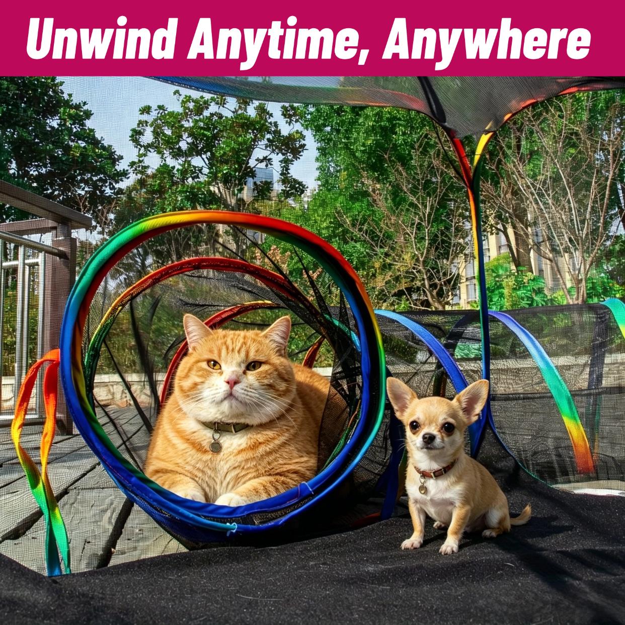 Outdoor Cat Enclosure,Portable Catio Outdoor Cat Tent,Cage Free Outside Cat Playpen Pet Enclosure,Enclosed Cat Run,Cat Tunnel Outdoor Cat Tunnels for Indoor Cats & Small Animals