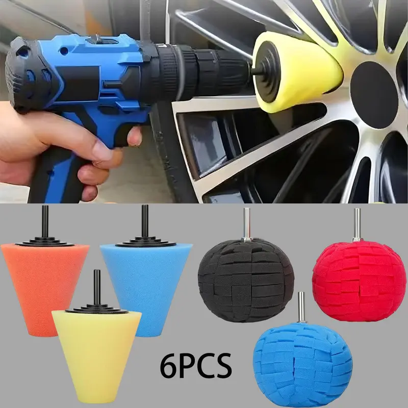 Car Buffers Kit for Drill 6Pack 3inch Drill Polishing Wheel Foam Ball Buffing Pads for Automotive Car Wheels Care, Metal, Plastic, Ceramic and Glass - Home Improvement.