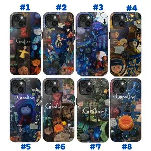[FREE SILICONE SUCTION PAD] Coraline Phone Case, Soul Button Eyes Cartoon Character Cover Fit for iPhone 17 16 15 14 13 12 11 Pro Max Plus & Samsung Galaxy S25 S24 S23 S22 S21