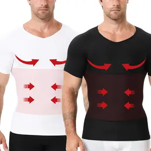 Mens Compression Shirt, Tummy Control Undershirt Seamless Gynecomastia Chest Underwear Body Shaper Shapewear