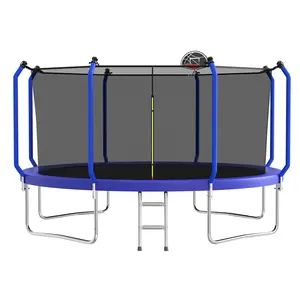 14 Foot Large Trampoline with Safety Net & Ladder, 450LBS Weight Capacity Reinforced Frame Trampoline for Outdoor Backyard Party fun active play quick connect kid enclosure home
