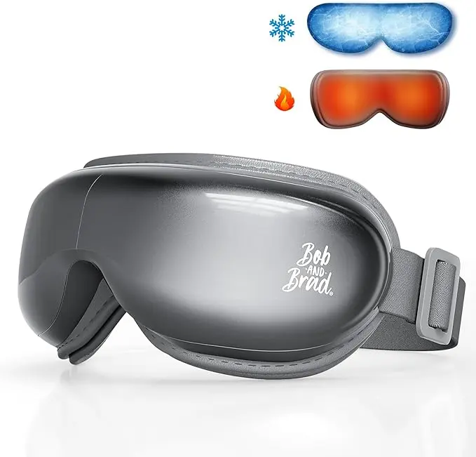 BOB AND BRAD Eye Massager with Heat and Cooling Therapy, Adjustable Smart Eye Massager Customizable Music for Migraines Removable Comfort Heated Relaxing Eye Mask for Eye Strain Dry Eye Relief Red Eyes Improve Sleep,FSA/HSA Eligible,Gifts for Women Men