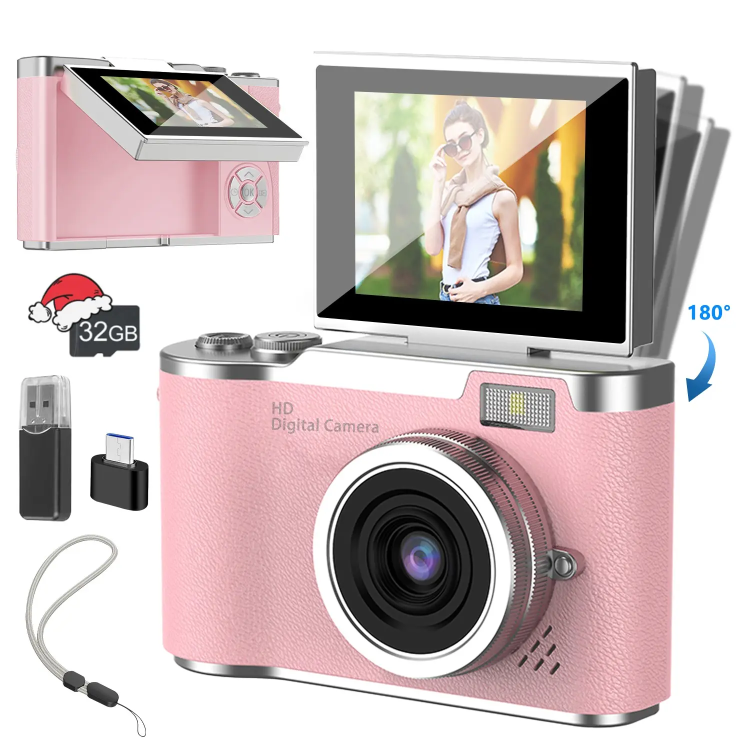 Portable Digital Camera with 180° Flip Screen for Students - TikTok Shop