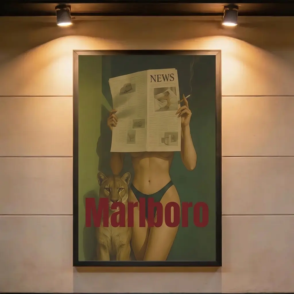 Vintage Marlboro Lady Retro Ad Unframed Art Print - Home Decor Wall Decoration, Tombstone Room Accent, Cigarette Brand Themed Piece with Strong Visual Impact, Farmhouse Minimalist Gift Ideas for Loved Ones