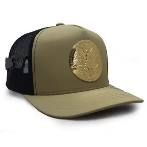 Centenario Khaki/Black Mesh Hat with Gold Badge - Stylish Breathable Comfortable Everyday Wear Accessory