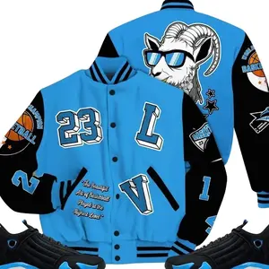 14 University Blue Outfits, Black University Blue 14s Varsity Jacket, AIR Number 23 Got Em Unisex T-Shirts To Match Sneakers Streetwear