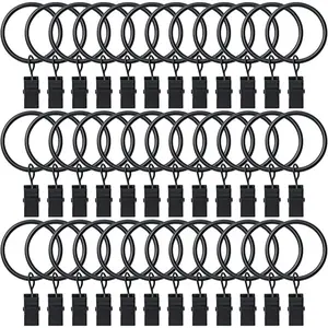 36 Pack Curtain Rings with Clips, Drapery Clips with Rings, Hangers Drapes Rings, Drapery Rings 1.26 inch, Fits up to 1 inch Diameter Curtain Rod, for Hanging Drapes Bows Hat and So On