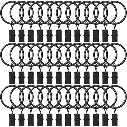 36 Pack Curtain Rings with Clips, Drapery Clips with Rings, Hangers Drapes Rings, Drapery Rings 1.26 inch, Fits up to 1 inch Diameter Curtain Rod, for Hanging Drapes Bows Hat and So On