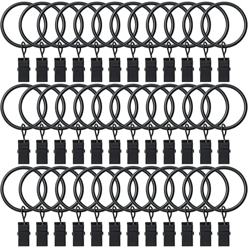 36 Pack Curtain Rings with Clips, Drapery Clips with Rings, Hangers Drapes Rings, Drapery Rings 1.26 inch, Fits up to 1 inch Diameter Curtain Rod, for Hanging Drapes Bows Hat and So On