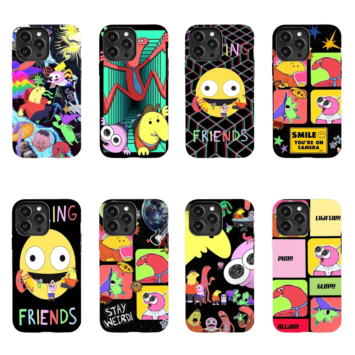 "Smiling Friends" Cartoon Weirdcore Aesthetic Abstract Phone Case — Compatible with iPhone 11–17 Pro Max/Plus Series and Samsung Galaxy S23–25 Series — A Bestselling, Alternative-Style, Trendy, Drop-Resistant, and Shockproof Protective Cover