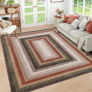 Braided Pattern Printed Rug Long Hallway Runner Rug, Modern Geometric Kitchen Runner Rugs Non Slip Runners for Hallways Kitchen Bathroom Entryway