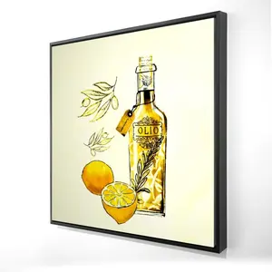 212 MAIN Artistic Food-Themed Olive Oil & Lemons Framed Art Print - 24x24 in, Vivid Colors, Decorative Home Aesthetic Artwork, Kitchen Wall Decor, Ideal Gift