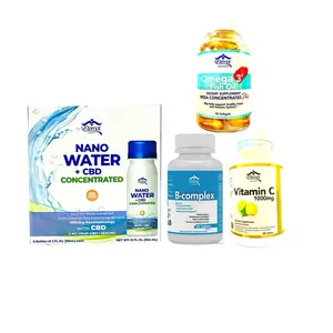 Daily Wellness Bundle – Energy Immunity & Hydration with Nano Water Omega 3 Fish Oil B Complex & Vitamin C for Boosted Energy Immune Health & Heart Brain Wellness