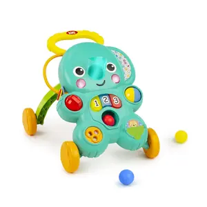 Stroll 'n Roll 2-in-1 Ball Push Walker with 3 Toy Balls Elephant 70+ Songs Sounds 7 Activities Ball Drop Piano Spinner Flip Book
