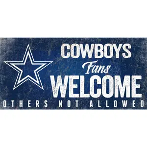 Dallas Cowboys Wood Sign Fans Welcome 12x6