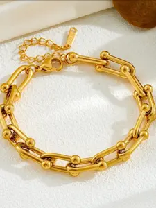 1 pc  Minimalist Fashion Metal Gold Chain Creative Chunky Necklace, Suitable For Party And Daily Wear，Bold Link Statement Necklace,Personalized Declaration Accessory , Fashion Layering Must-Have