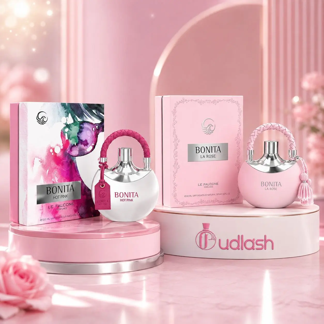 Le Falcone Bundle | Bonita | La Rose + Hot Pink | Women's Fragrance | 100 ML - 3.4 OZ | Eau De Parfum | Turkish Rose - Rhubarb & Litchi