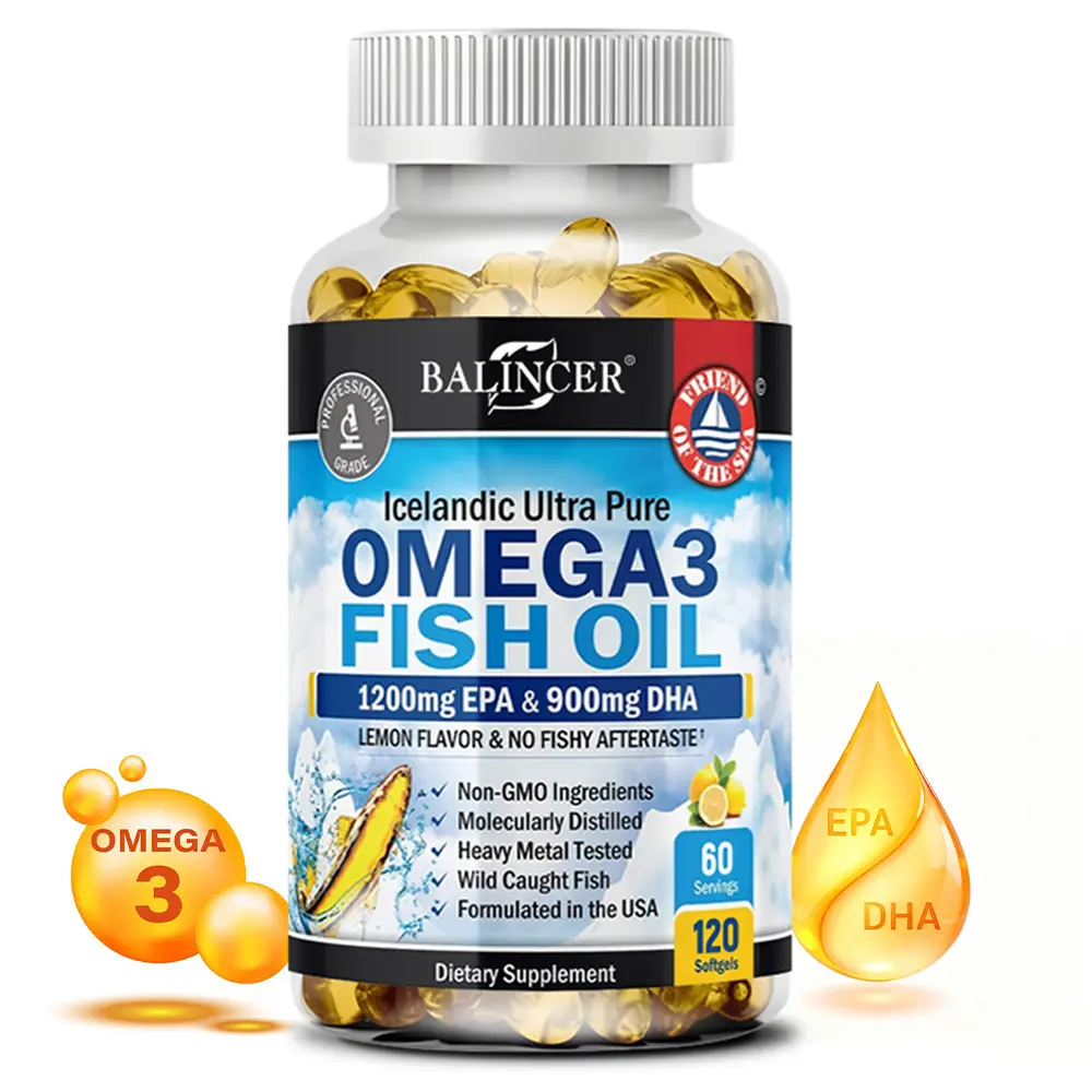Balincer Odorless Fish Oil Health Supplement, Supports Brain and Heart Health, 120 Capsules