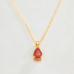 RUBY LOVE PENDANT CHAIN NECKLACE | 18K Gold Filled & Non Tarnish - Carnelian Inspired, Amplifies Attraction and Natural Magnetism & Supports Motivation and action toward goals | Woman Jewelry