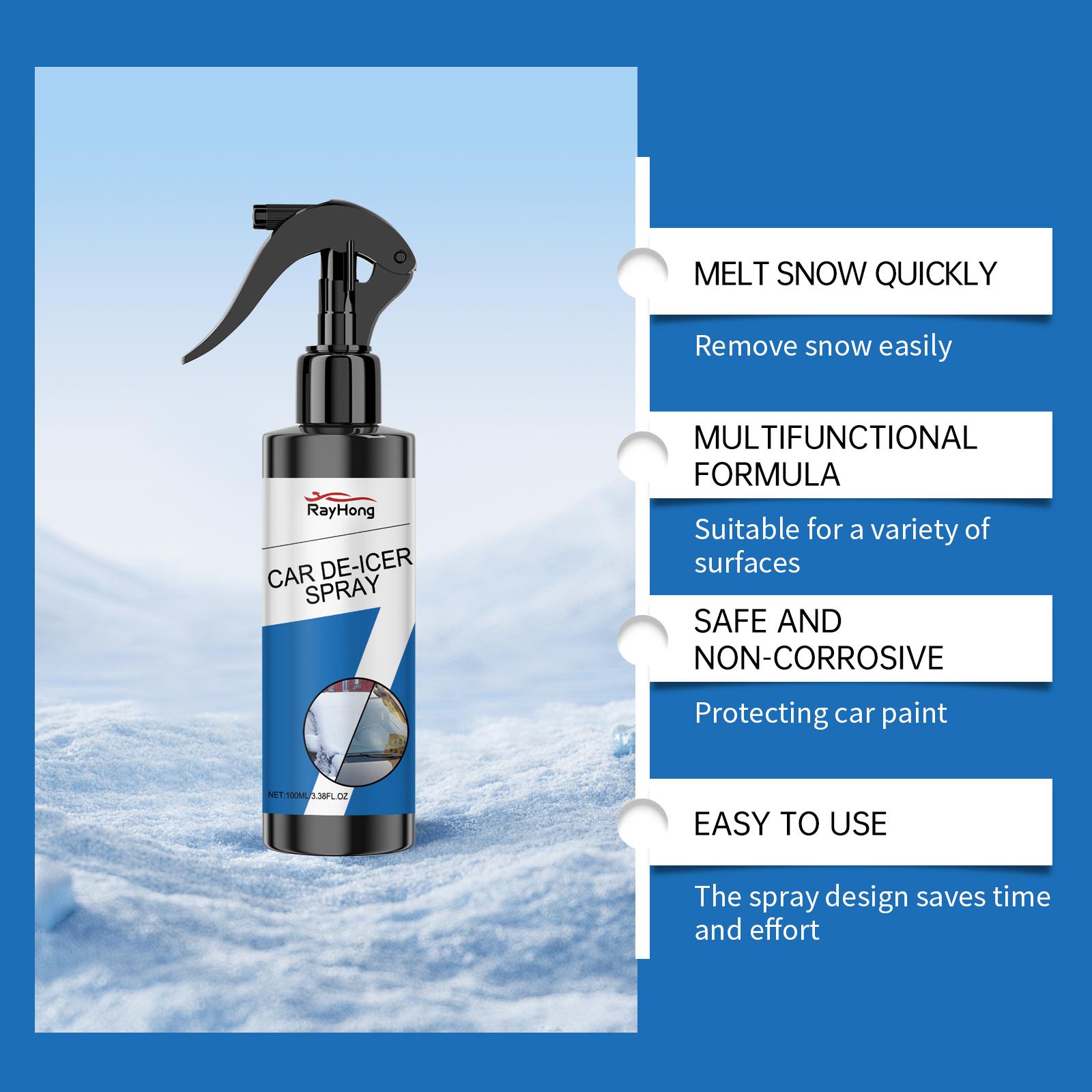 Car Snow Removal Spray - 100ML Powerful Quick Defrosting Solution for Windshields & Windows - Efficient Ice Melting Formula
