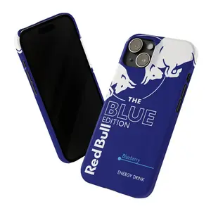Blue Edition Blueberry Red Bull Phone Case – Shockproof Dual Layer Protective Cover for iPhone X–17 Pro Max | Energy Drink Style Cool Case | Trendy Graphic Phone Case Gift | Gift for Energy Drink Fans | Gift For Him & Her