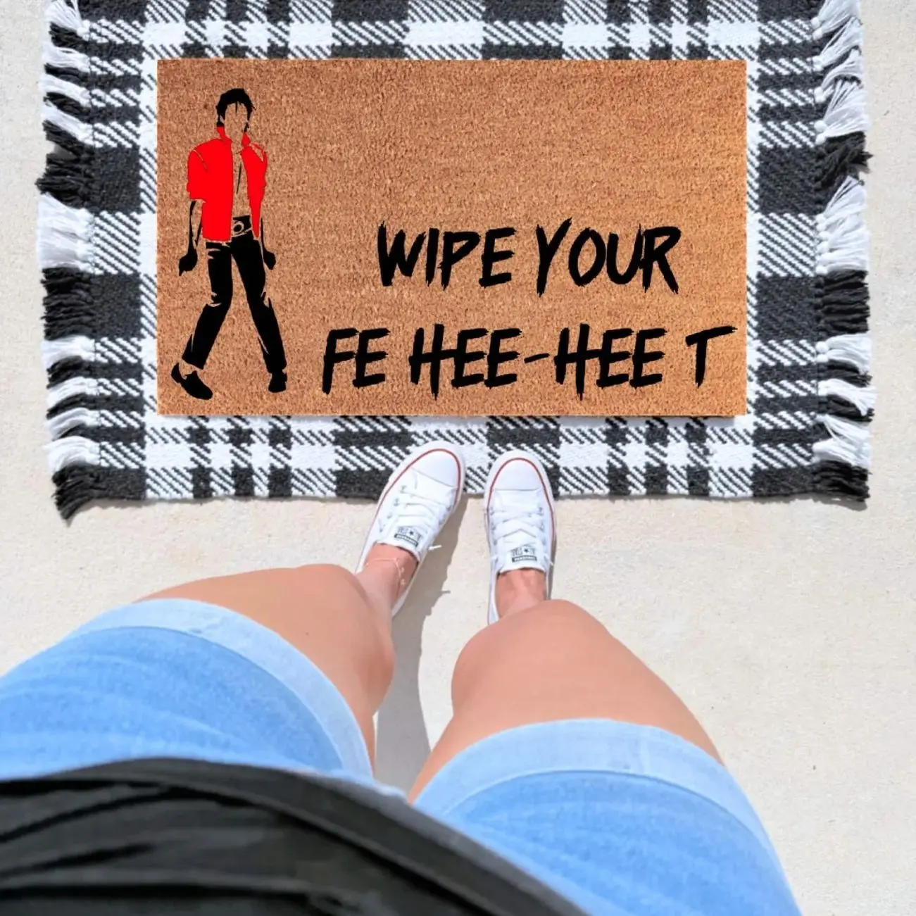 Wipe Your Feet Doormat – Funny Michael Jackson Inspired Welcome Mat | Pop Culture Front Porch Decor | Unique Gift for Music Lovers