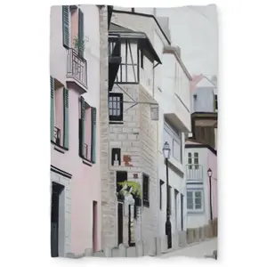 Begin Home Decor C1DCTXLWWF93KU Street in Montmartre Brown Twin Size Extra Long Duvet Cover - Scenic Home Decor