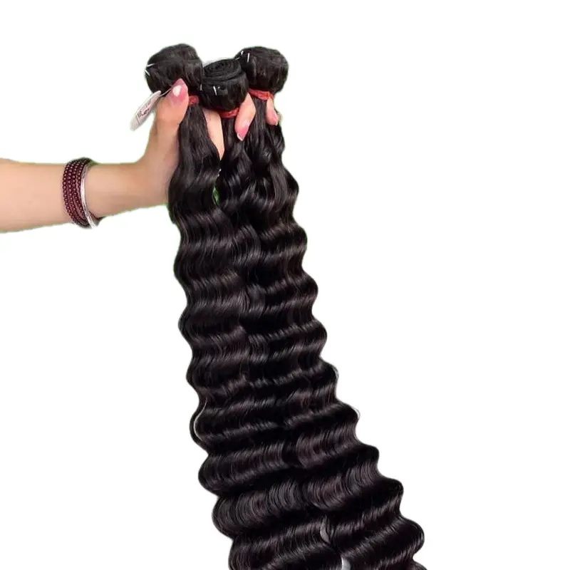 Loose Deep Wave Natural Color Human Hair Bundle - 100% Human Hair, Bouncy Shiny Texture, Freely Styled & No Shedding, Black, 180% Natural Color virgin hair