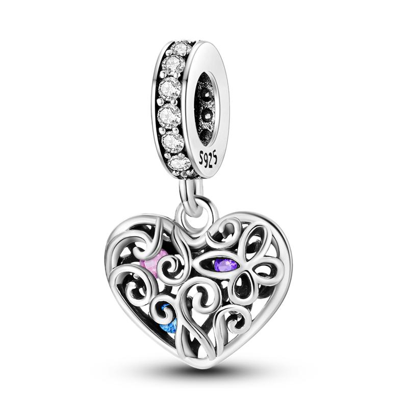 MULA Infinite Love Series Charms and Beads - 925 Silver and Zirconia Inlaid Heart Design, Suitable for Pandora Bracelet, Perfect Women's Gift, Showing Eternal Love and Romance