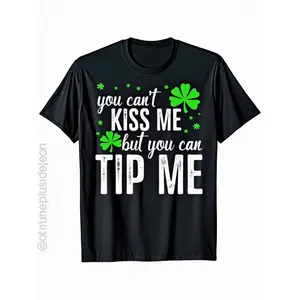 Humorous Saint Patrick S Day Bartender Tee You Cant Me But You Can Tip Me Shamrock Design Irish Pub Party Outfit Casual Crew Neck T Shirt Men S XXXL