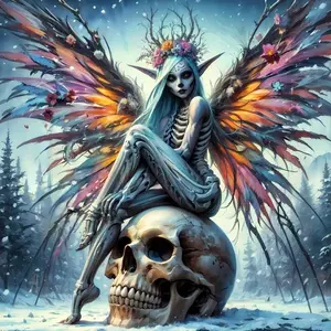 Skull & Angel Wing Pattern DIY Diamond Arts Colorful Painting Kit Without Frame, DIY 5D Diamond Arts Colorful Painting Kit, Wall Art Decor for Home, Handicraft