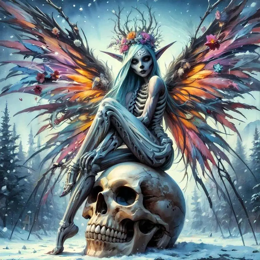 Skull & Angel Wing Pattern DIY Diamond Arts Colorful Painting Kit Without Frame, DIY 5D Diamond Arts Colorful Painting Kit, Wall Art Decor for Home, Handicraft