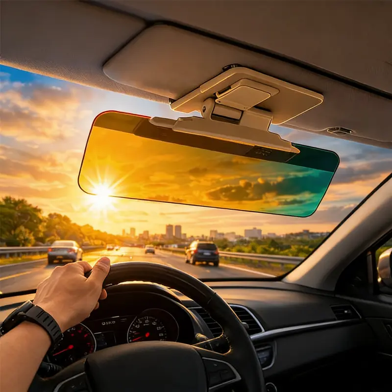 Universal Car Sun Visor Extender, 2-in-1 Day Night Anti-Glare Sunshade, UV Protection for Safe Driving
