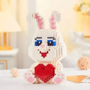 Cute Bunny Building Block Toy, Lifelike Rabbit Design, Adorable Desk Decoration, Cozy Healing Corner, Perfect Gift for Friends, Building Blocks Set