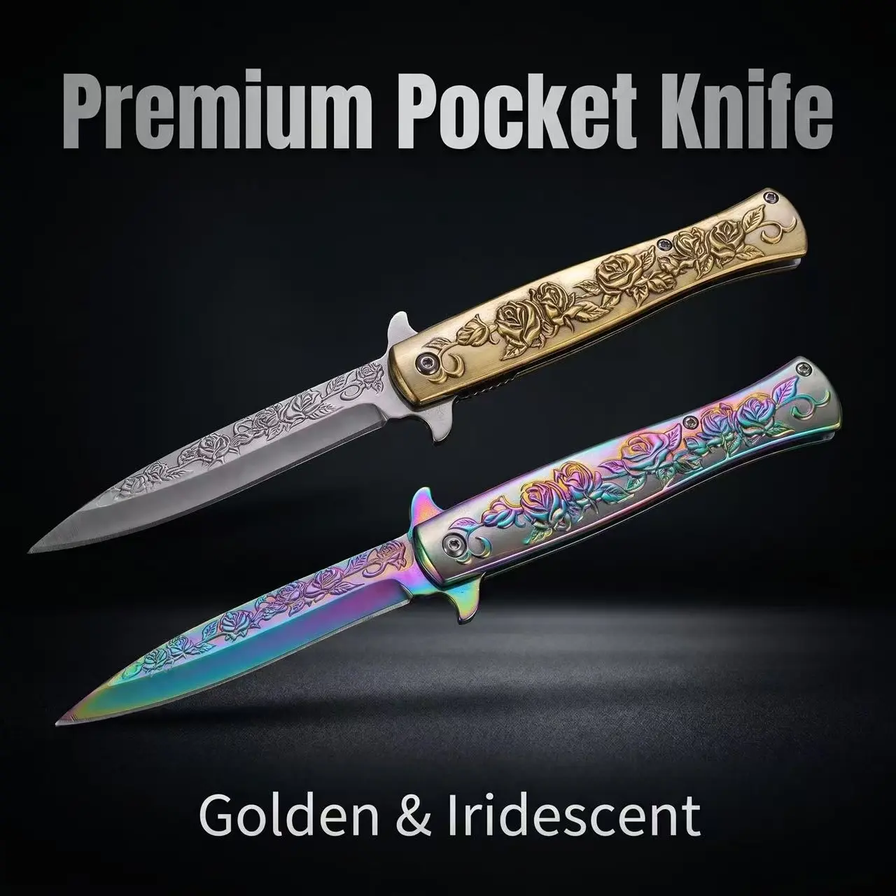 Straight Edge Pocket Knife - Sports & Outdoor Camping Hiking Tool, Non-Slip Fighting Gear for Adults, Peel-Resistant Holiday Gift