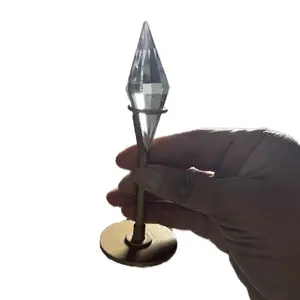 CLEAR QUARTZ Faceted Pendulum on Gold Stand Accessory