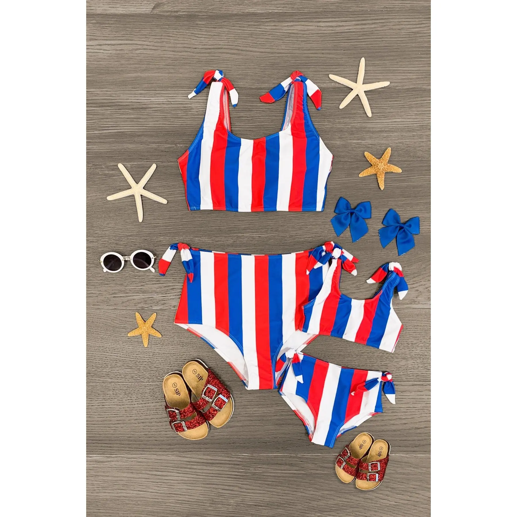 Mom & Me - Red White & Blue Striped Bikini