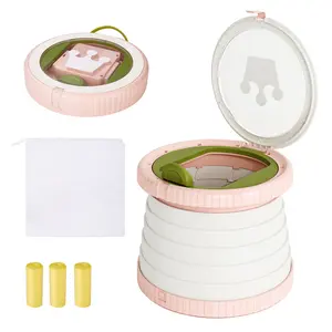 BabyBond Foldable Baby Potty Seat for Toddler 1-7 Years, with 1 Storage bag & 3 Rolls Cleaning Bags, Portable Potty Training Chair with Storing Function, for Car, Camping, Travel