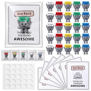 You Rock Gift Set Mini Stone with Motivational Quotes Cards Miniature Flamingo Statues 25Pcs Tiny You Rock Figures Positive Gifts Spread Love Emotional Support Gift for Coworker Friends Family Student Teacher Perfect for Back to School,Work,Party Birthday