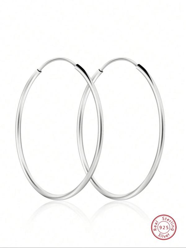 925 Sterling Silver Simple Plain Silver Earrings, Fashionable Earrings ...