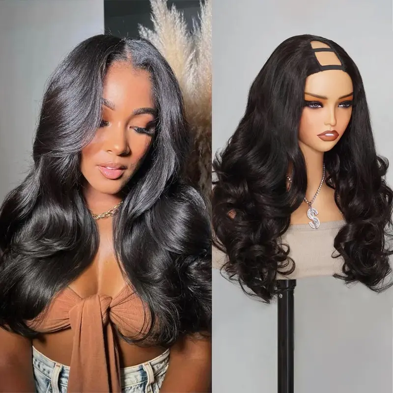 Recool Female U-Part T Part Lace Front Brazilian Remy Human Hair Wig, Pre-Layered Cut, #SohoChic #TikTokShopBackToSchool, Human Hair Wigs