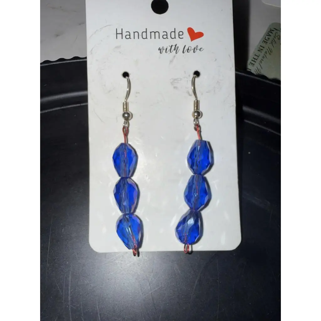 Handmade with Love, Dreamy Dear, Earrings Blue Bead Oval Design
